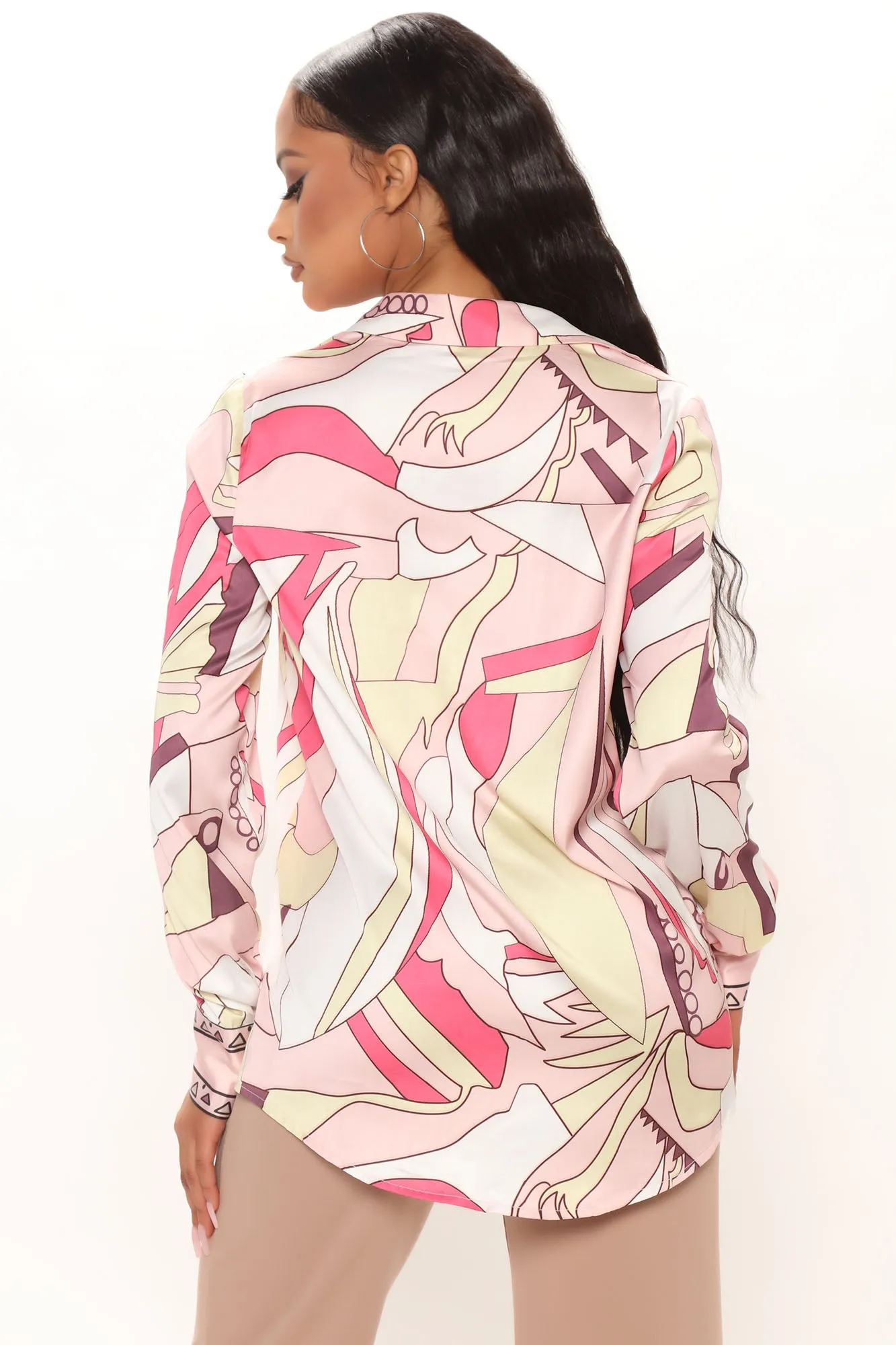 A Girls World Satin Shirt - Pink/combo
