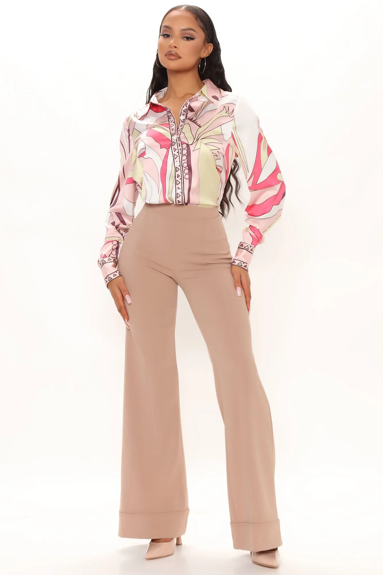 A Girls World Satin Shirt - Pink/combo