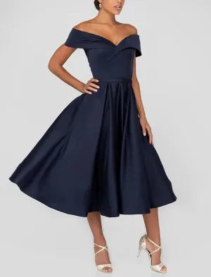 A-Line Prom Dresses Elegant Dress Formal Prom Tea Length Sleeveless Sweetheart Pocket Satin with Ruched