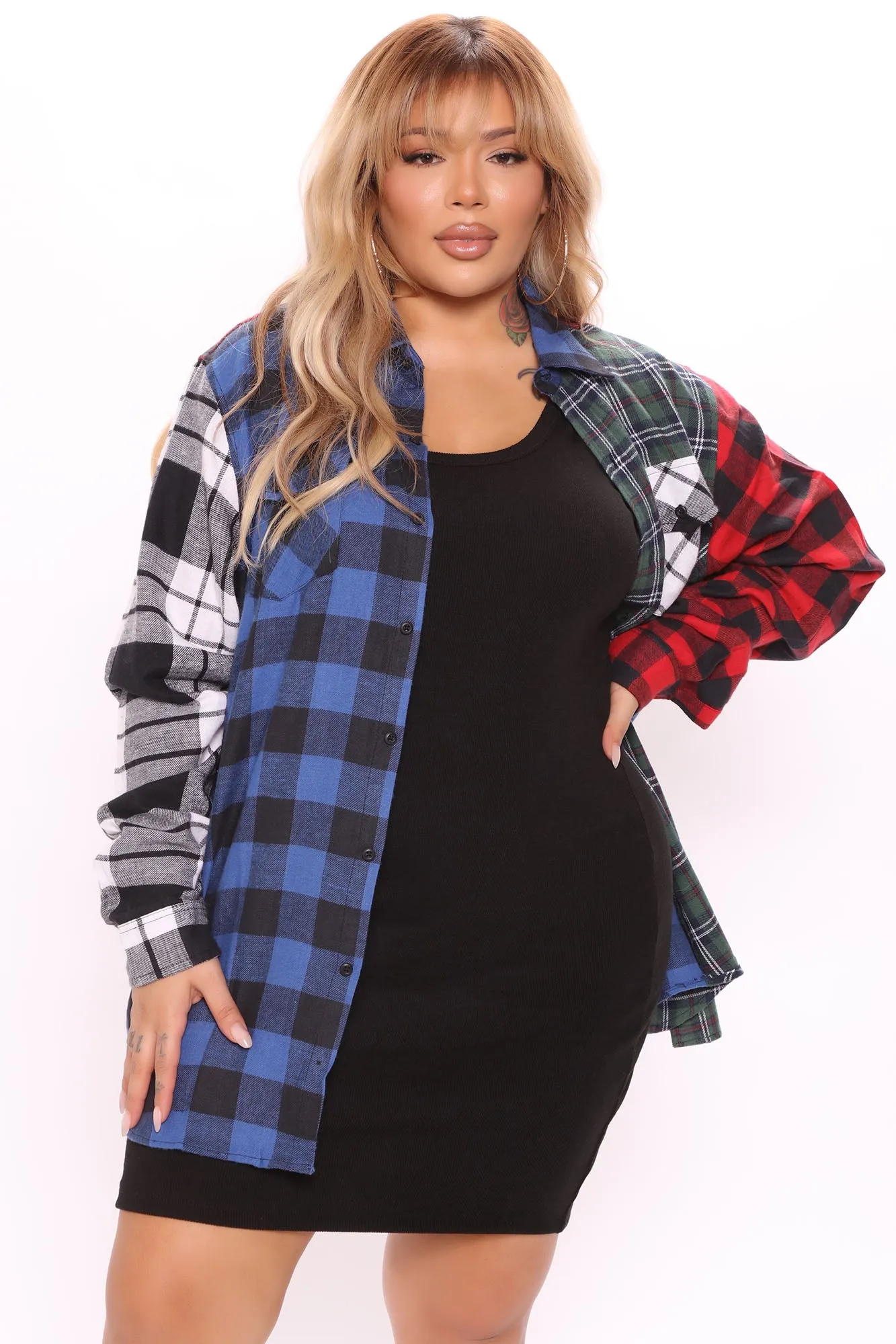 Aaliyah Mixed Plaid Top - Multi Color