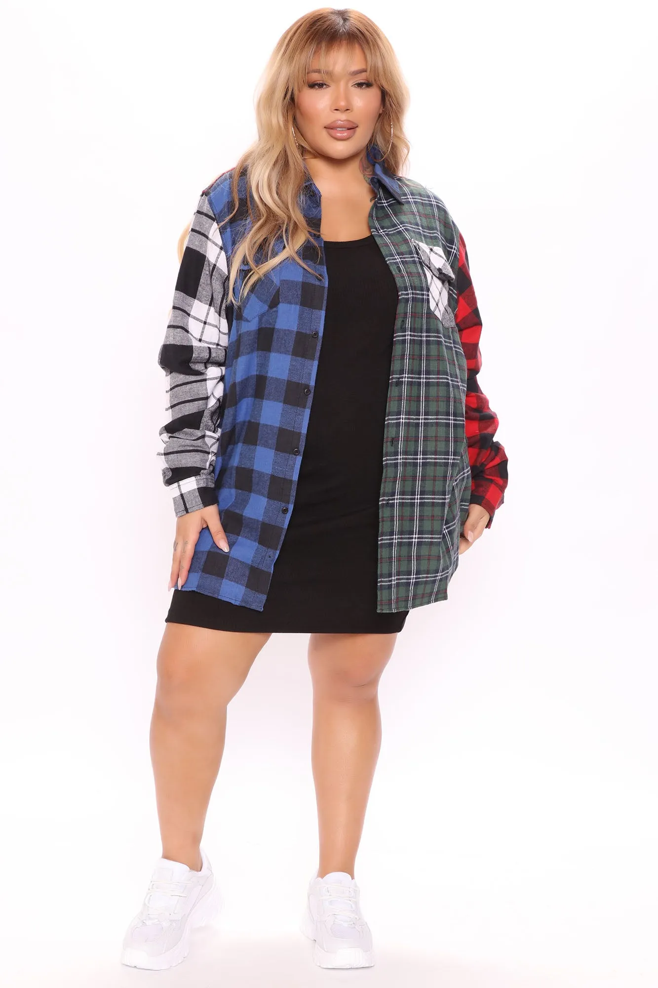 Aaliyah Mixed Plaid Top - Multi Color