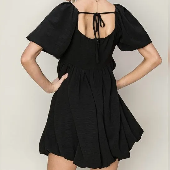 ACCORDING TO YOU BLACK BABY DOLL MINI DRESS