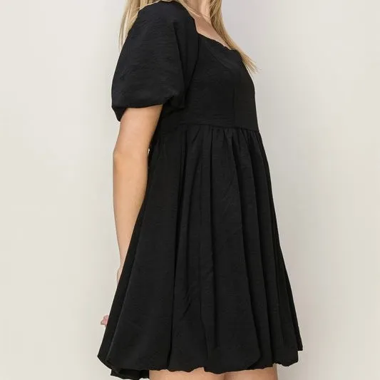 ACCORDING TO YOU BLACK BABY DOLL MINI DRESS
