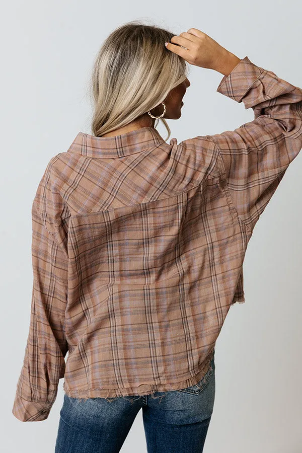 Across The Coast Plaid Top In Latte