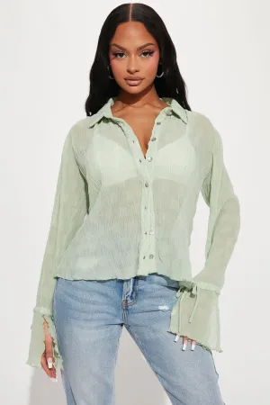 Adanna Plisse Shirt - Sage