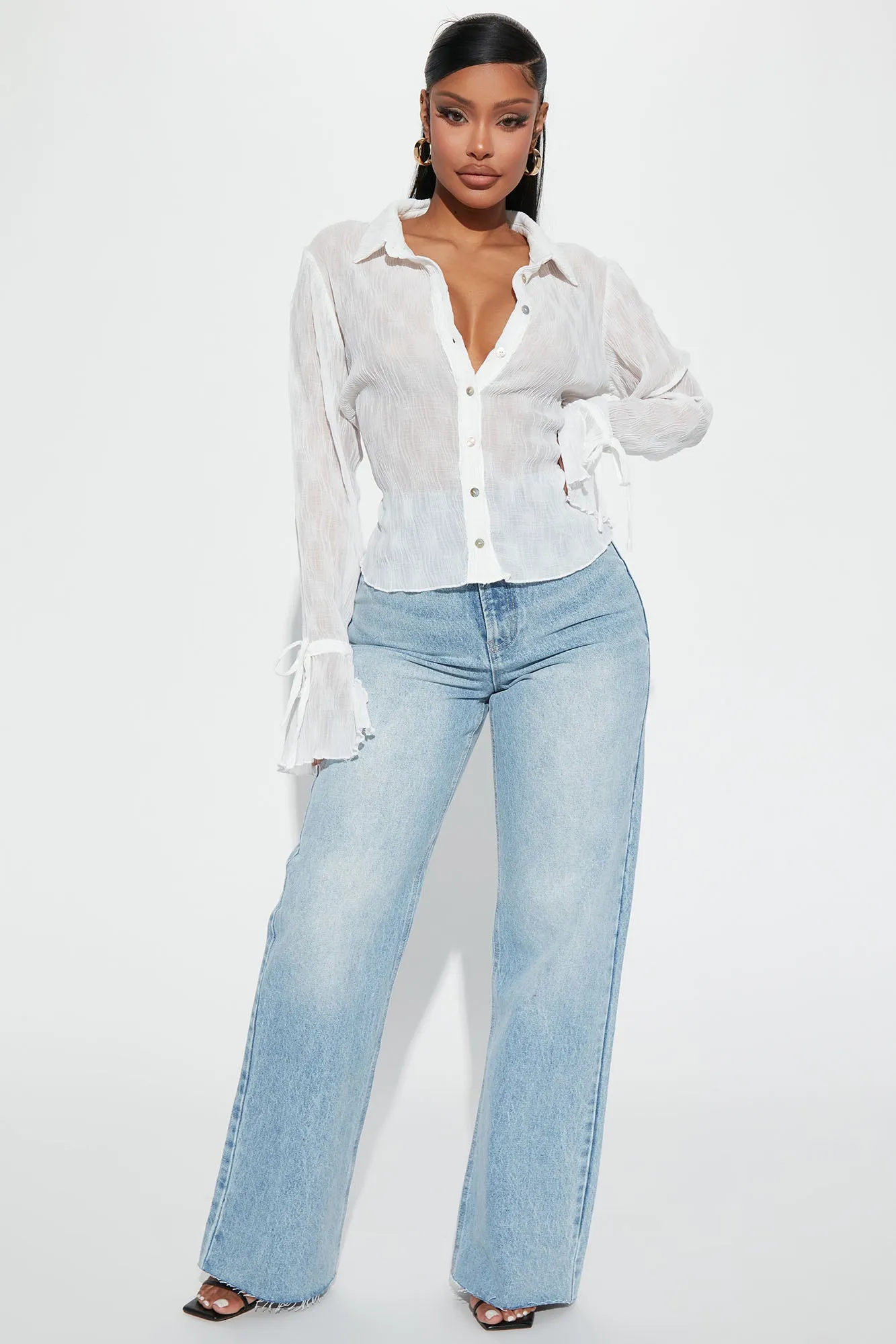 Adanna Plisse Shirt - White