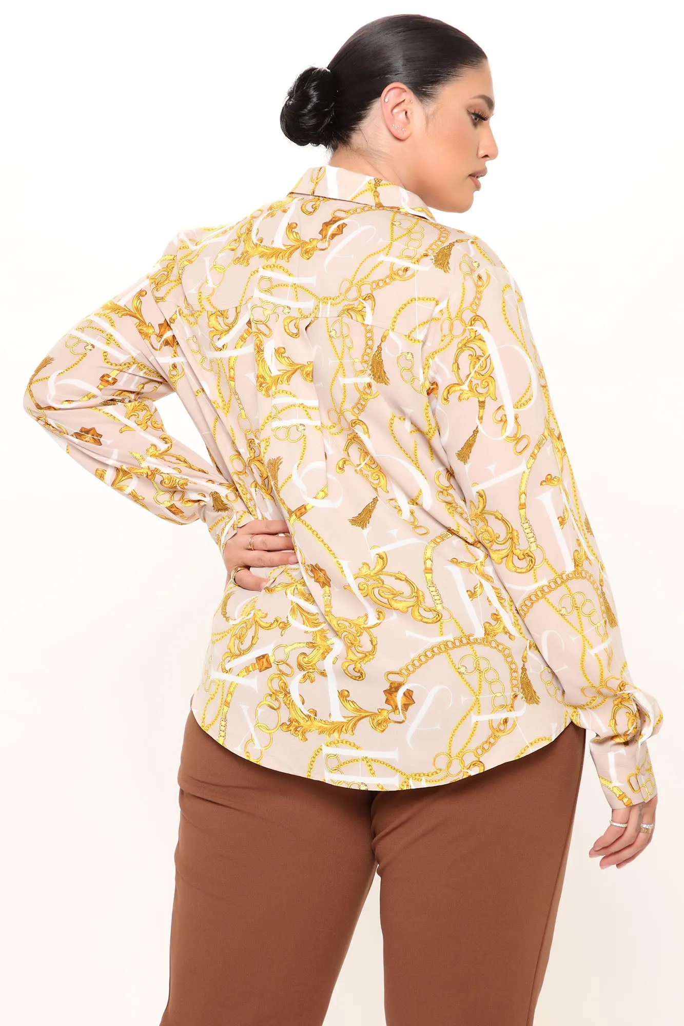 All That Talk Baroque Shirt - Taupe/combo