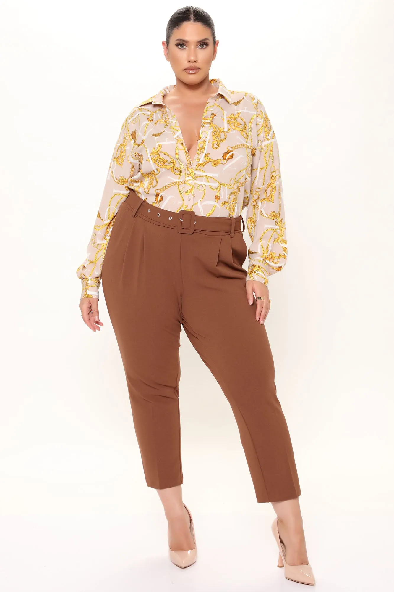 All That Talk Baroque Shirt - Taupe/combo