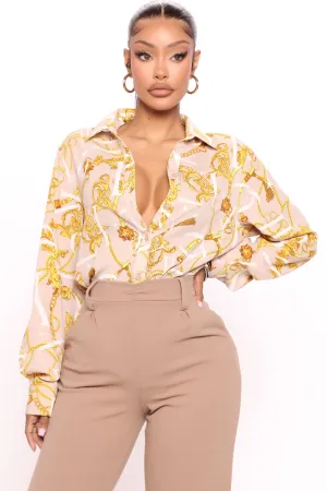 All That Talk Baroque Shirt - Taupe/combo