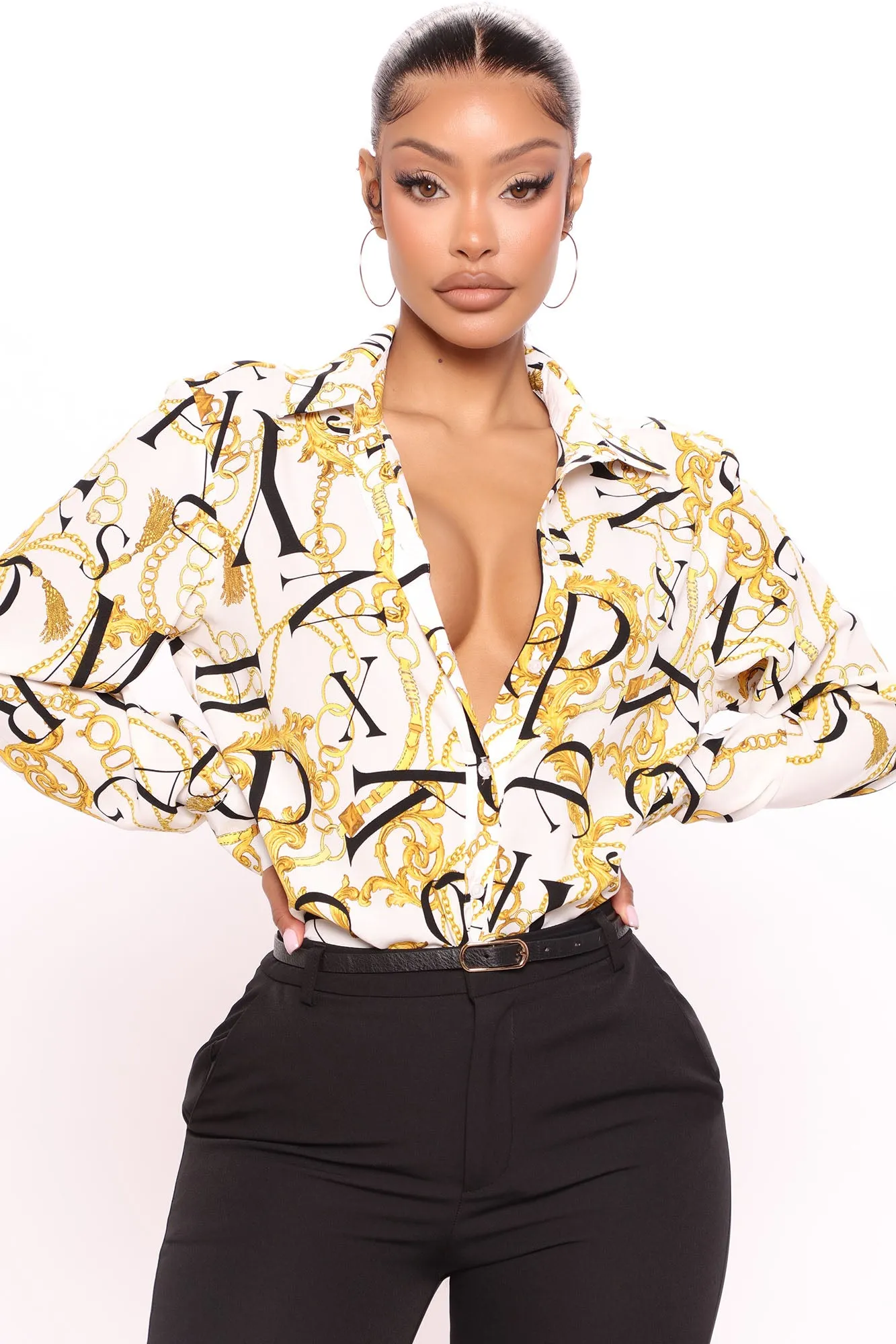 All That Talk Baroque Shirt - White/combo