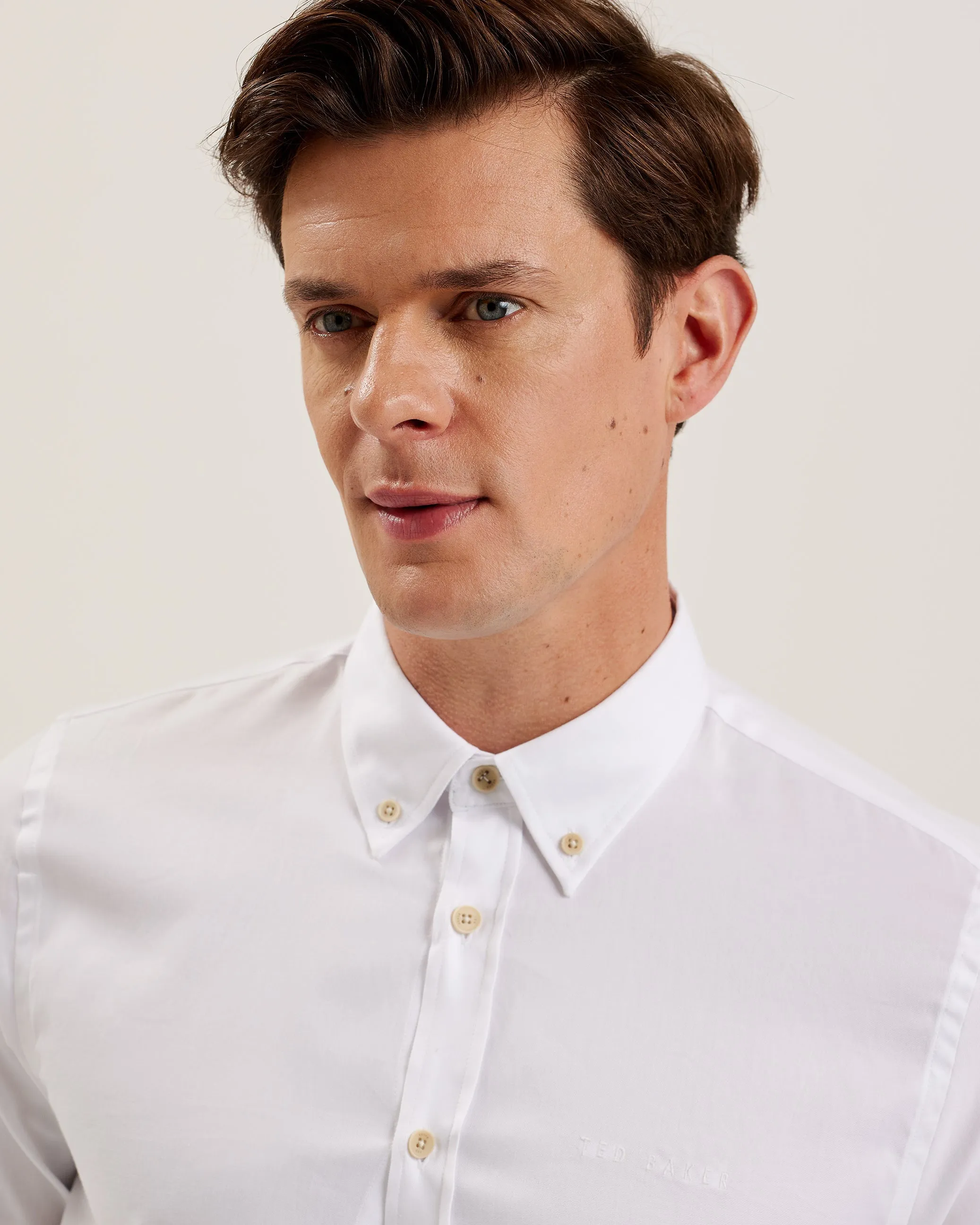 Allarde Long Sleeve Regular Branded Oxford Shirt White