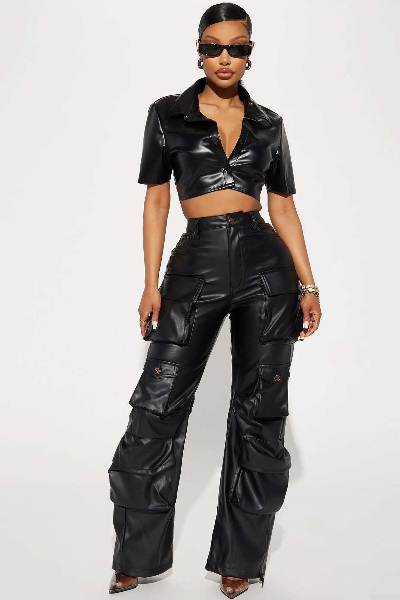 Always Classic Faux Leather Shirt - Black
