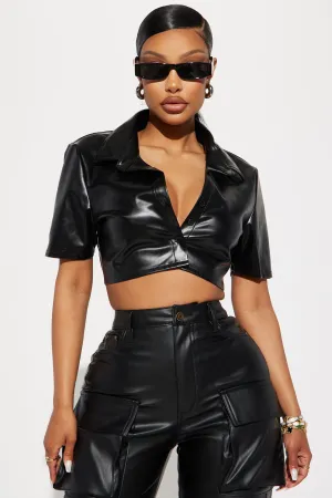 Always Classic Faux Leather Shirt - Black