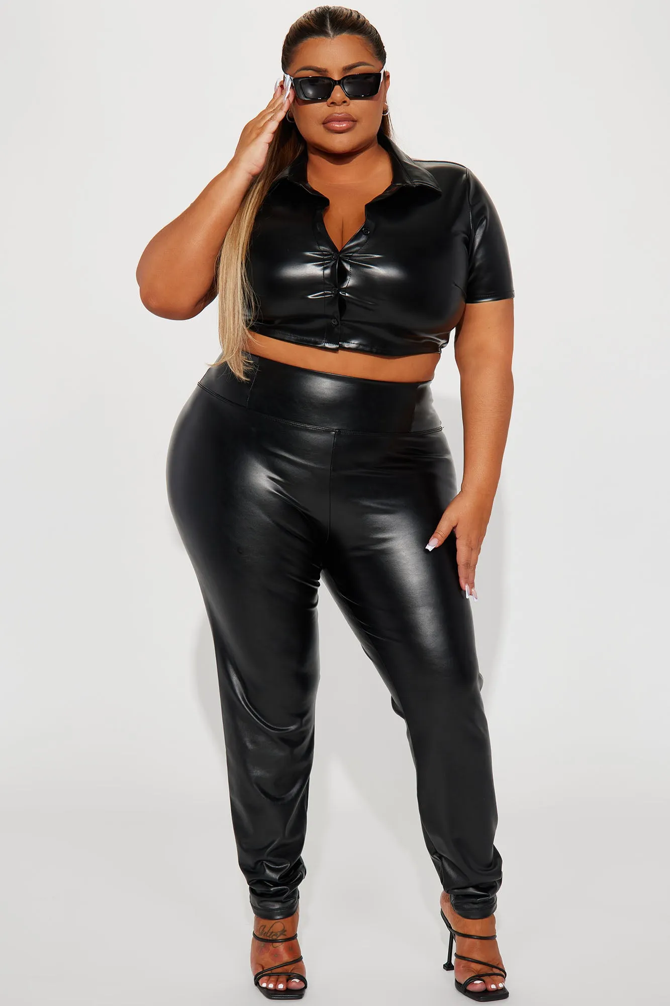 Always Classic Faux Leather Shirt - Black