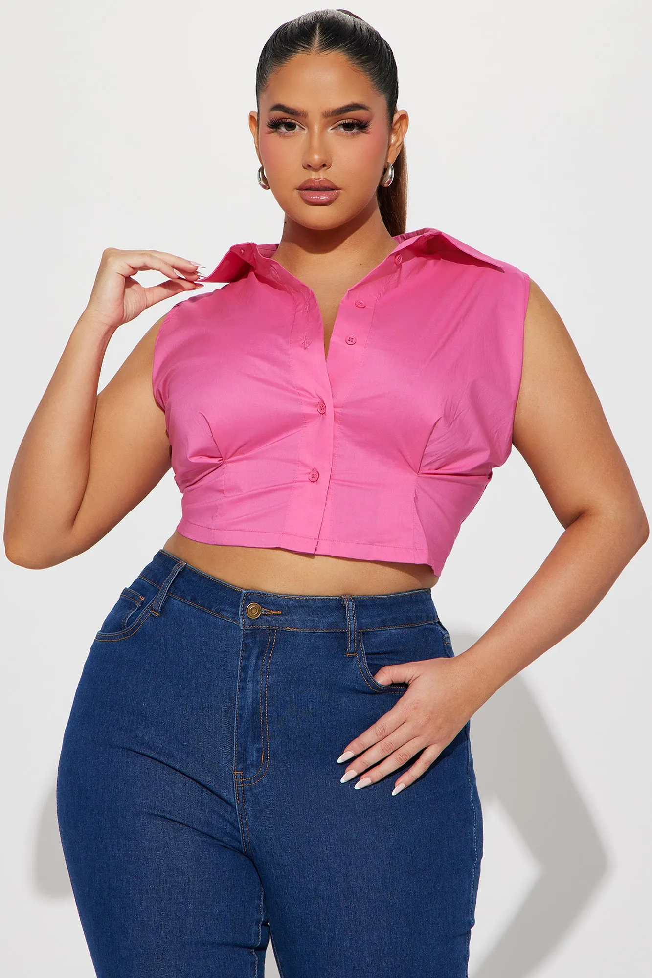 Always Out And About Poplin Shirt - Hot Pink