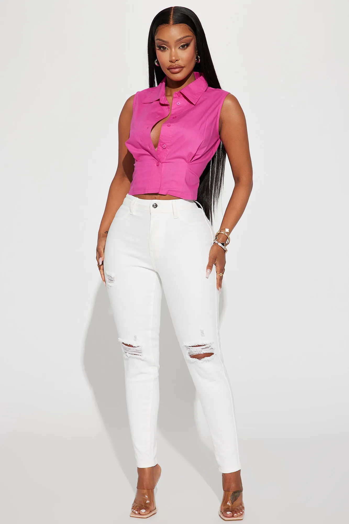 Always Out And About Poplin Shirt - Hot Pink