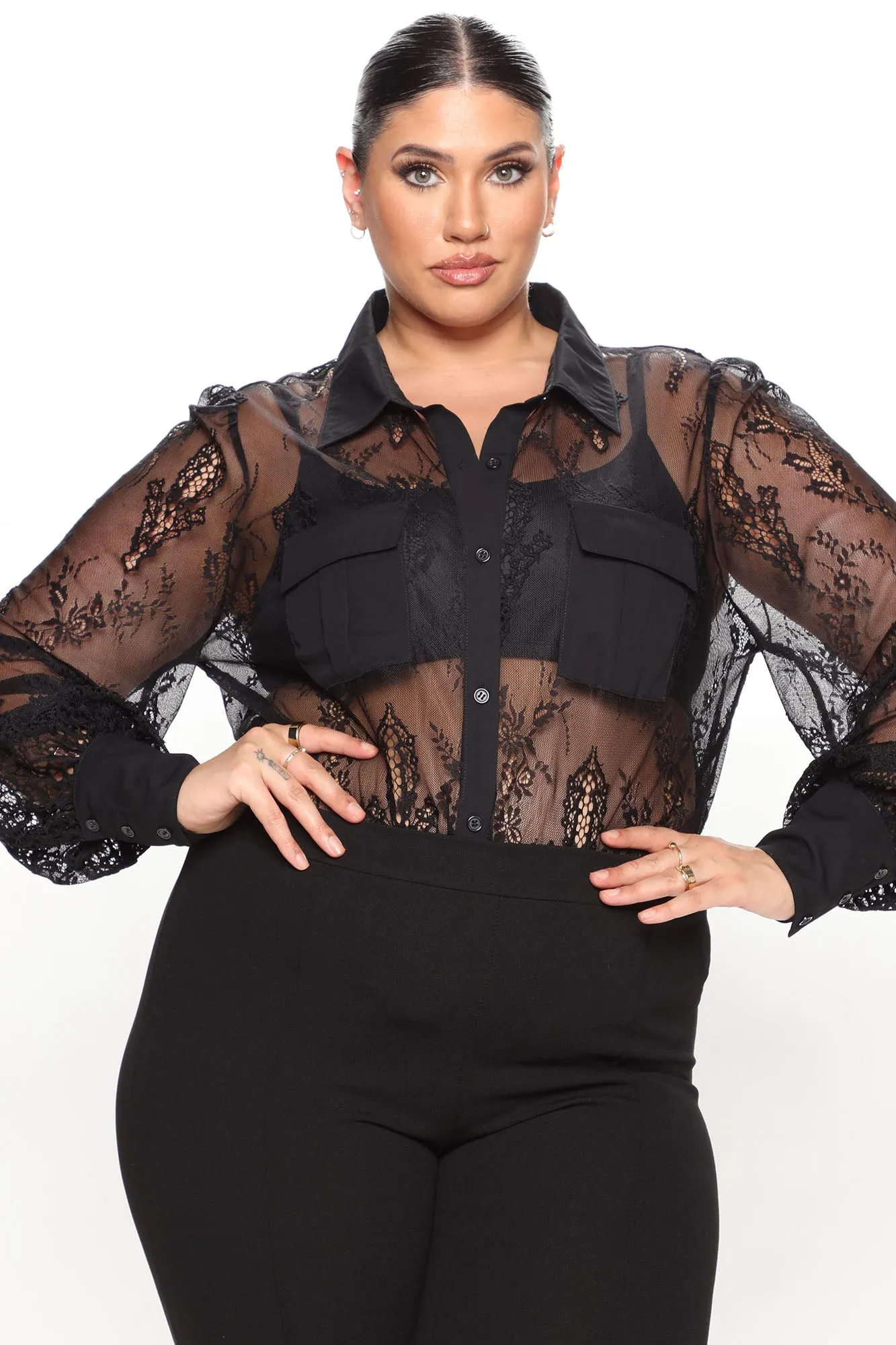 Amara Lace Shirt - Black