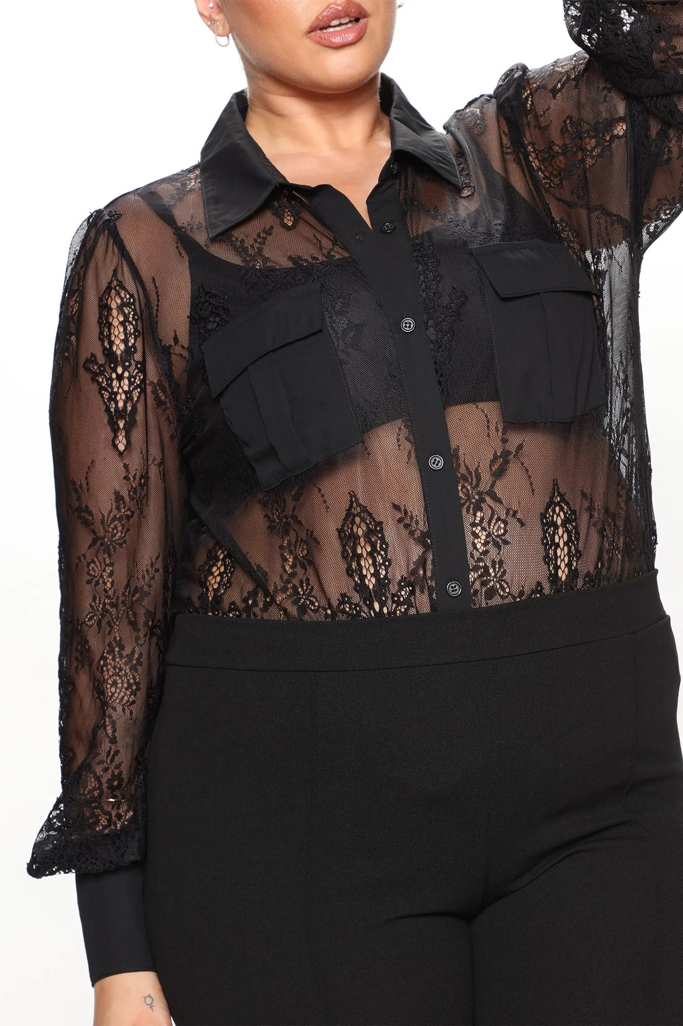 Amara Lace Shirt - Black