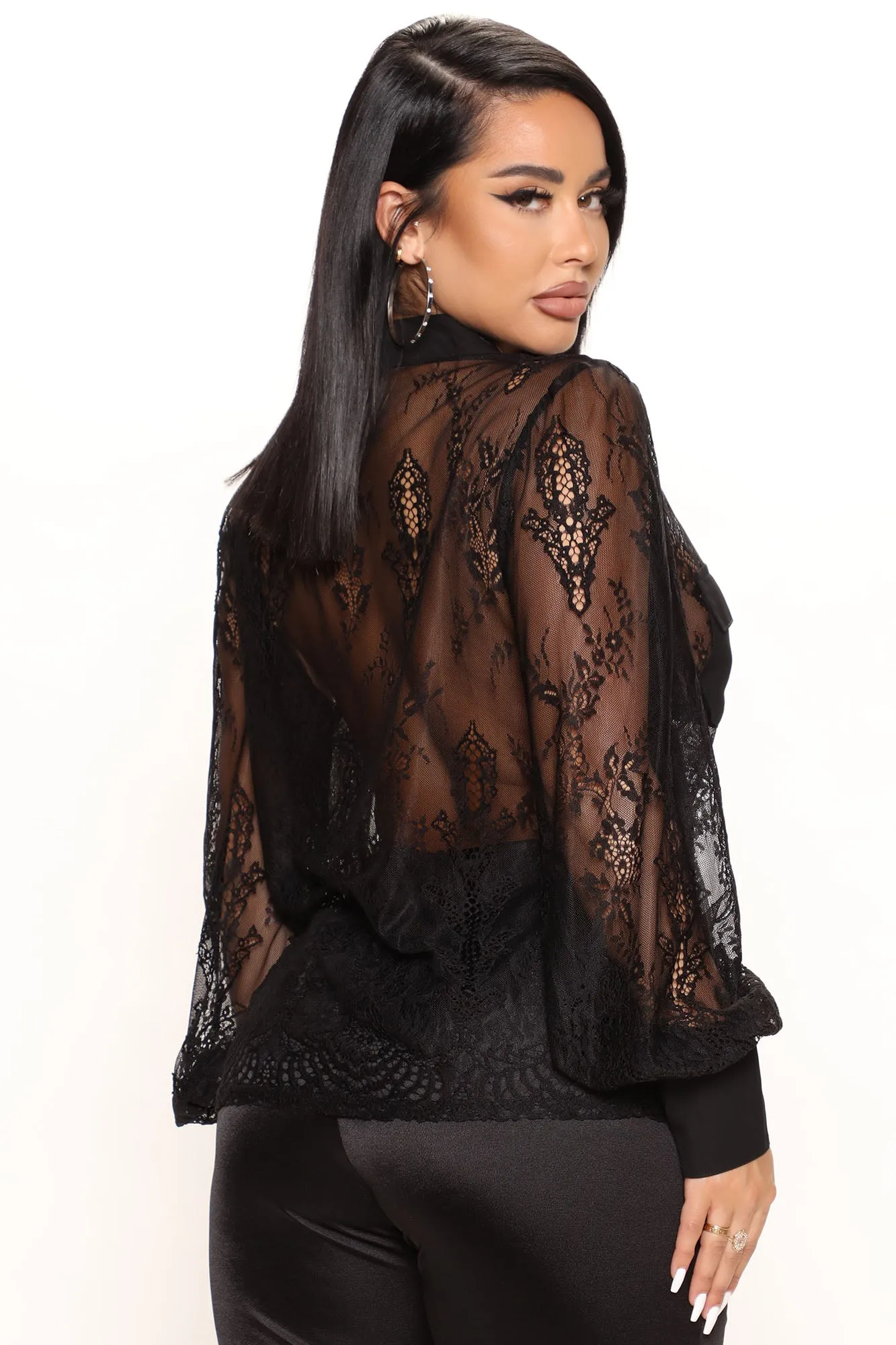 Amara Lace Shirt - Black