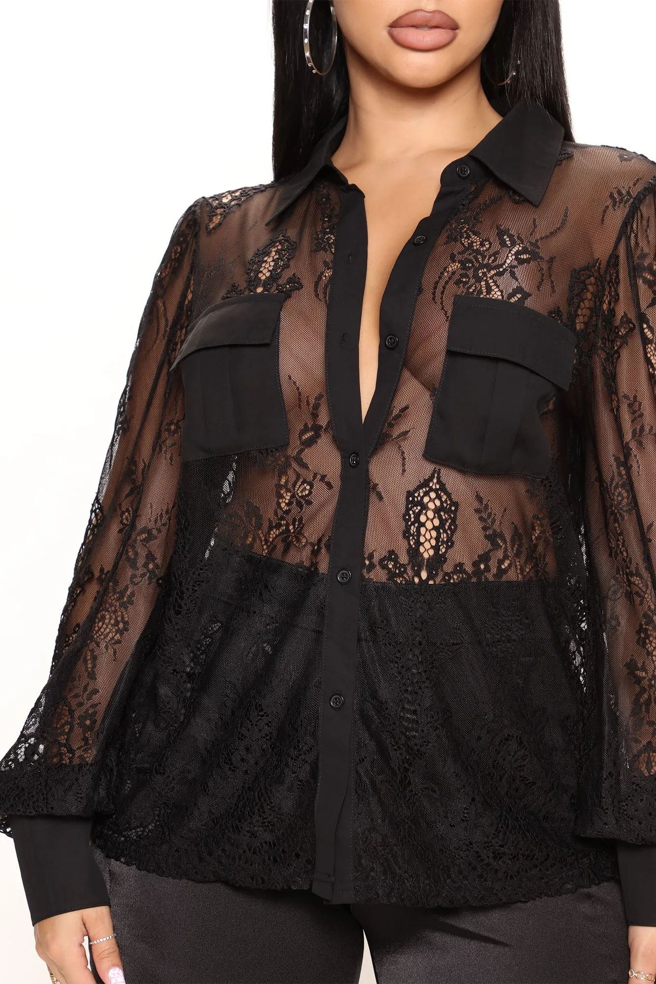 Amara Lace Shirt - Black
