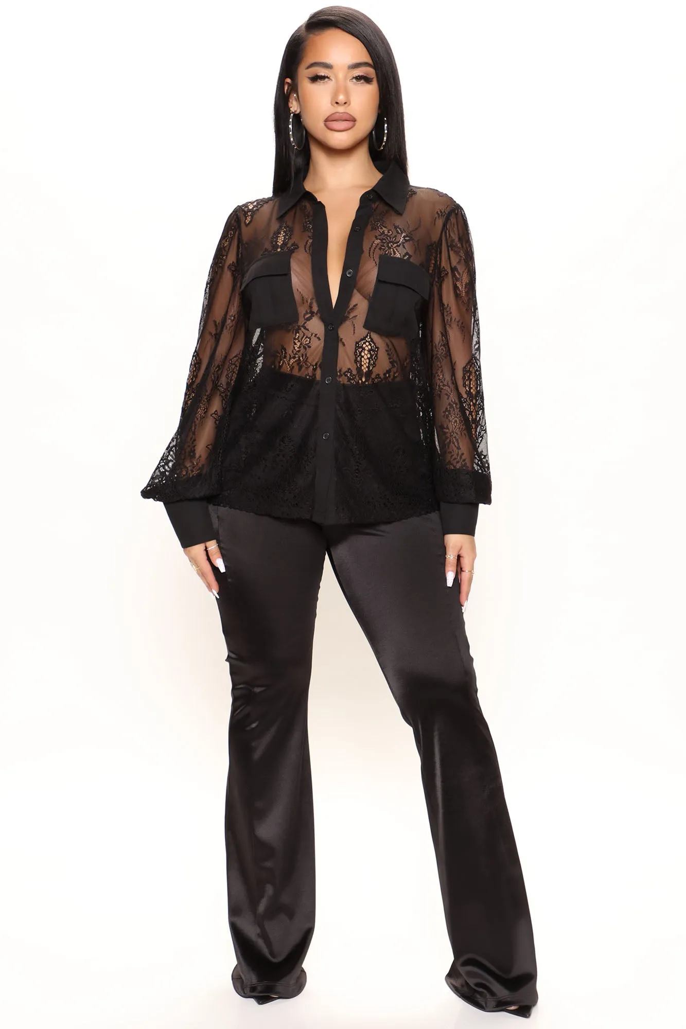 Amara Lace Shirt - Black