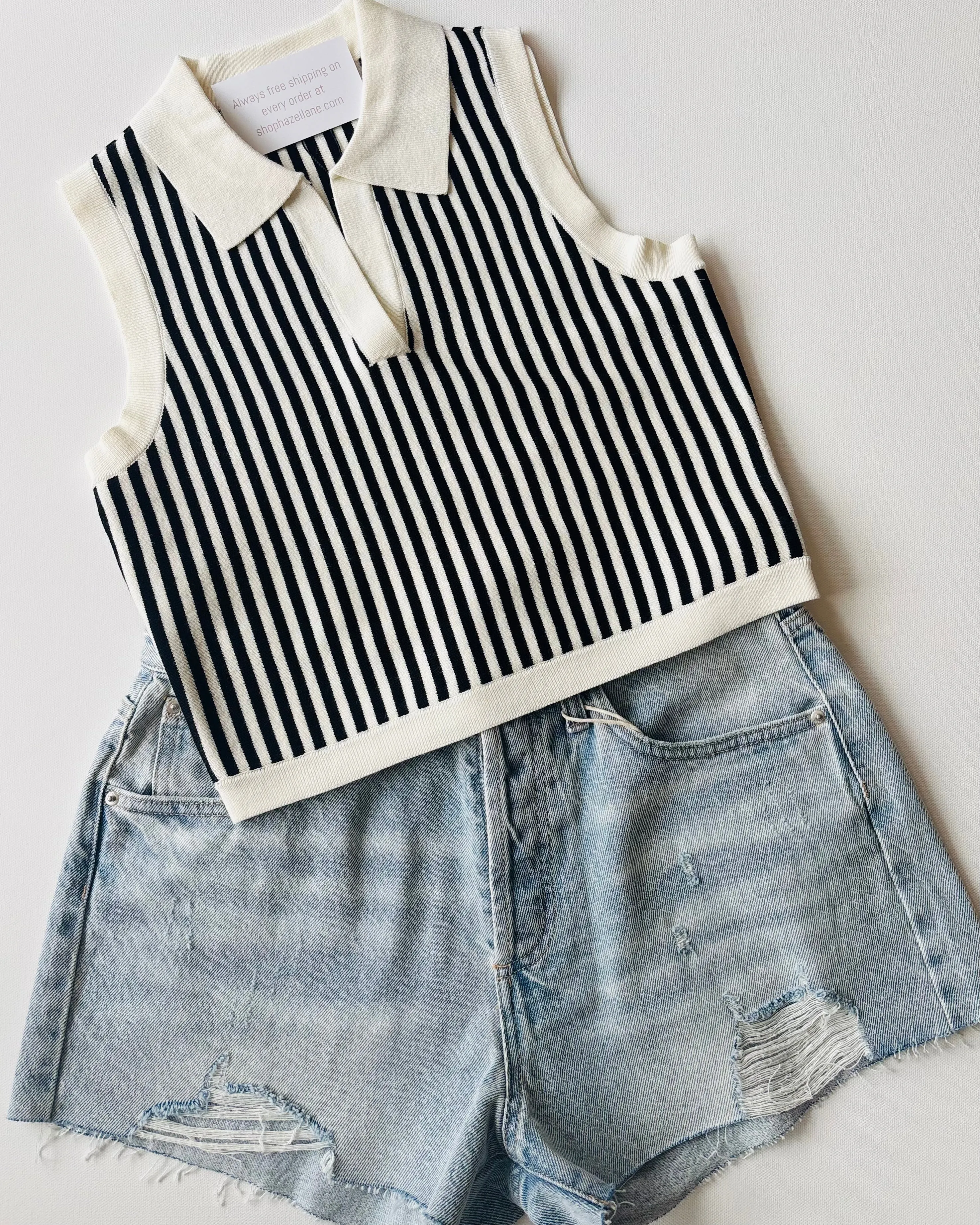 Amery Sweater Top- Black/White