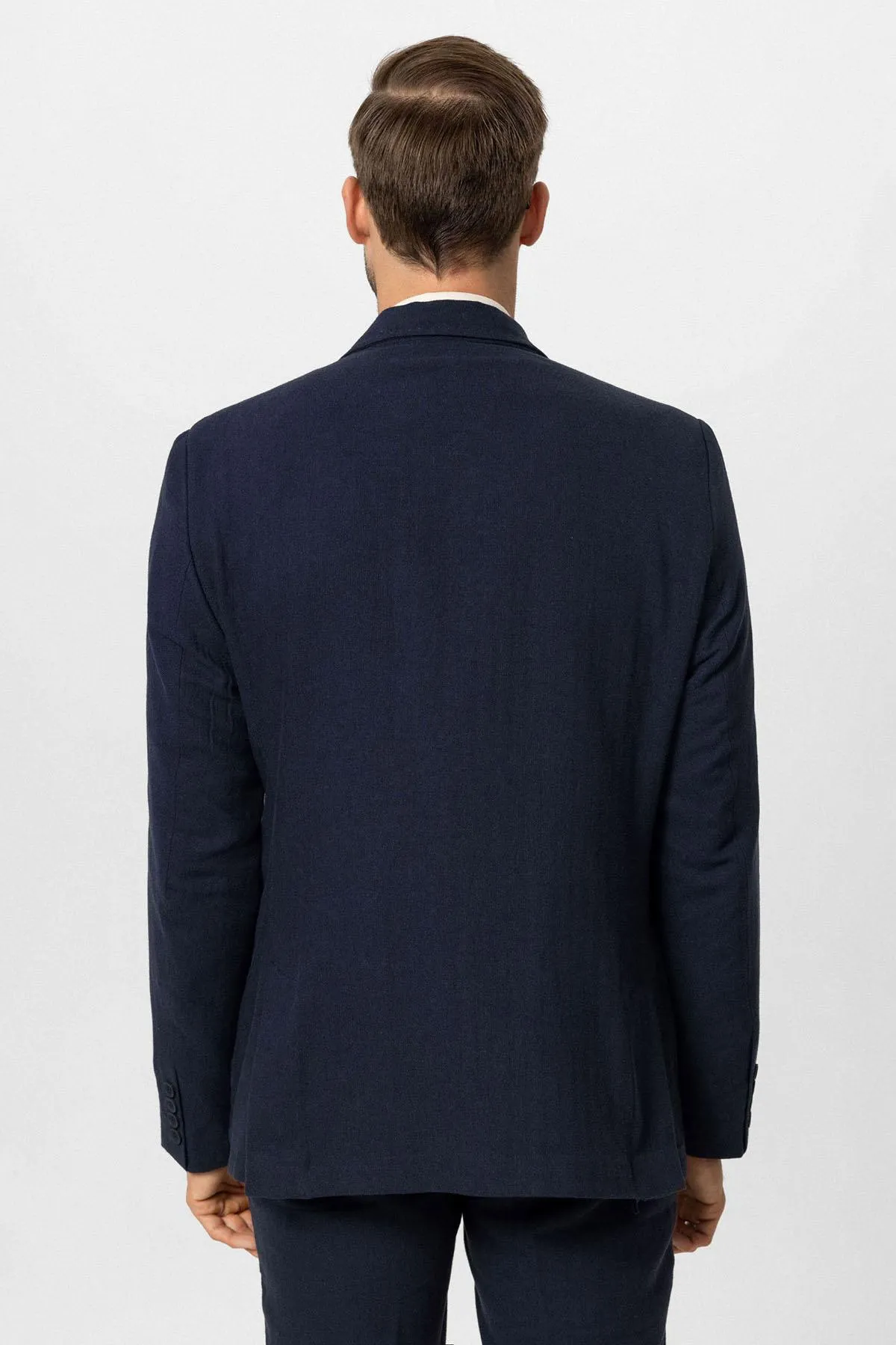 ANT Double-breasted Closure Linen Blend Men's Blazer Jacket - Kingston upon Thames