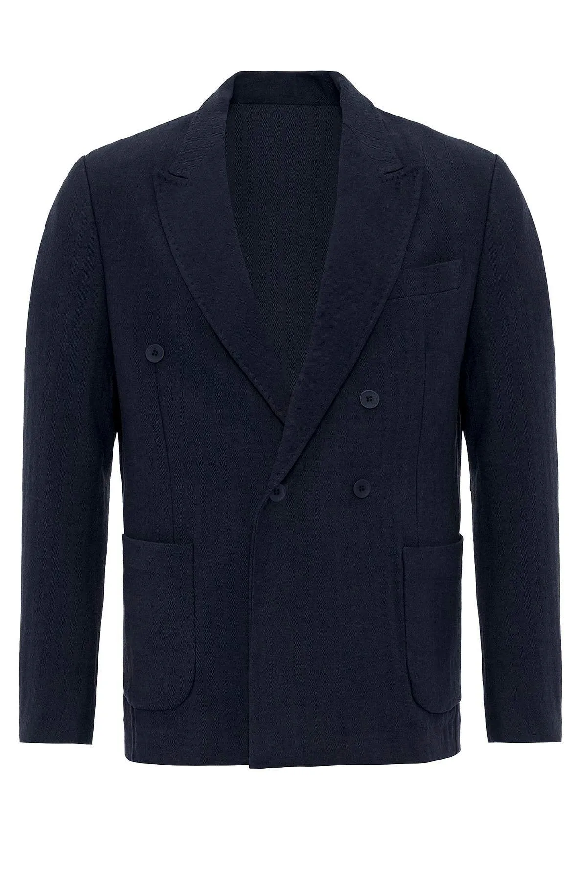 ANT Double-breasted Closure Linen Blend Men's Blazer Jacket - Kingston upon Thames
