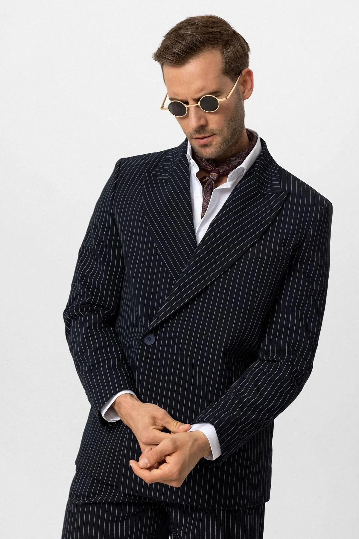ANT Double-breasted Closure Striped Men's Blazer Jacket - Lloret de Mar