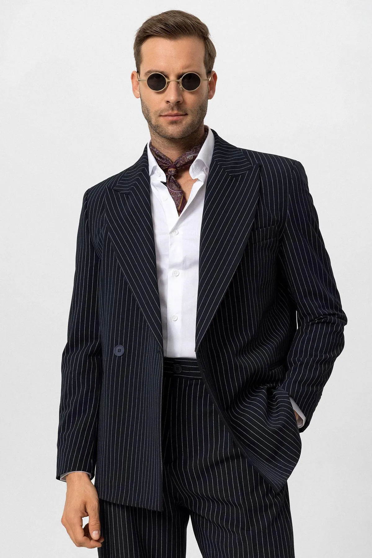 ANT Double-breasted Closure Striped Men's Blazer Jacket - Lloret de Mar