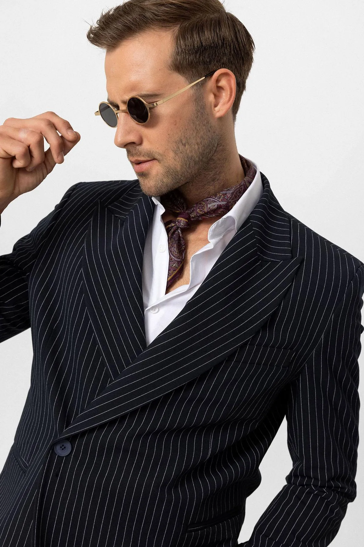 ANT Double-breasted Closure Striped Men's Blazer Jacket - Lloret de Mar