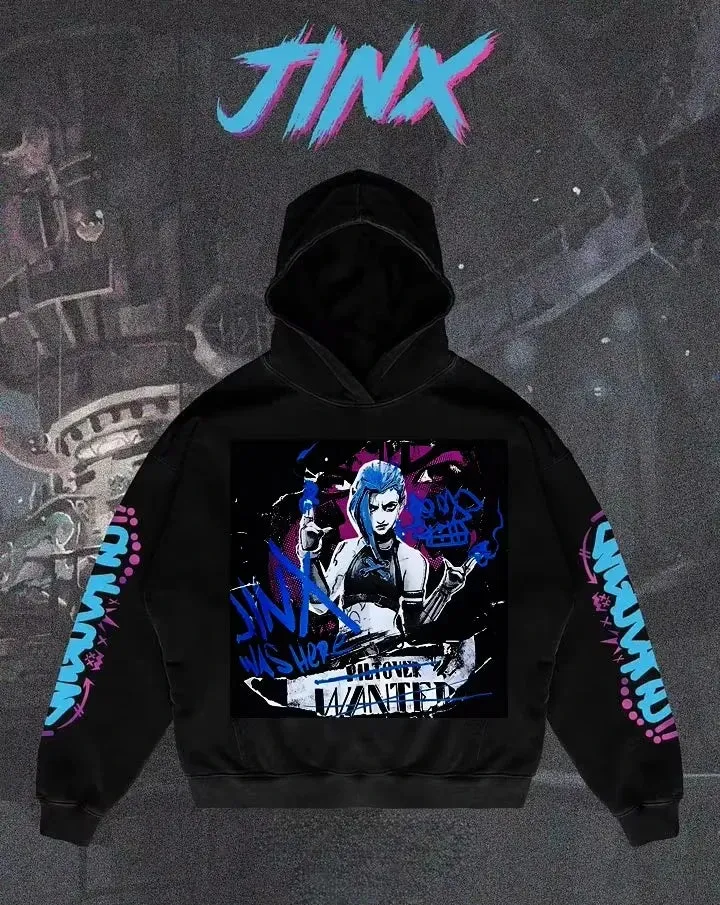 Arcane League Jinx Graphic Hoodies