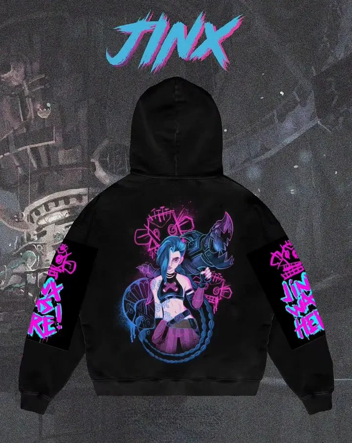 Arcane League Jinx Graphic Hoodies