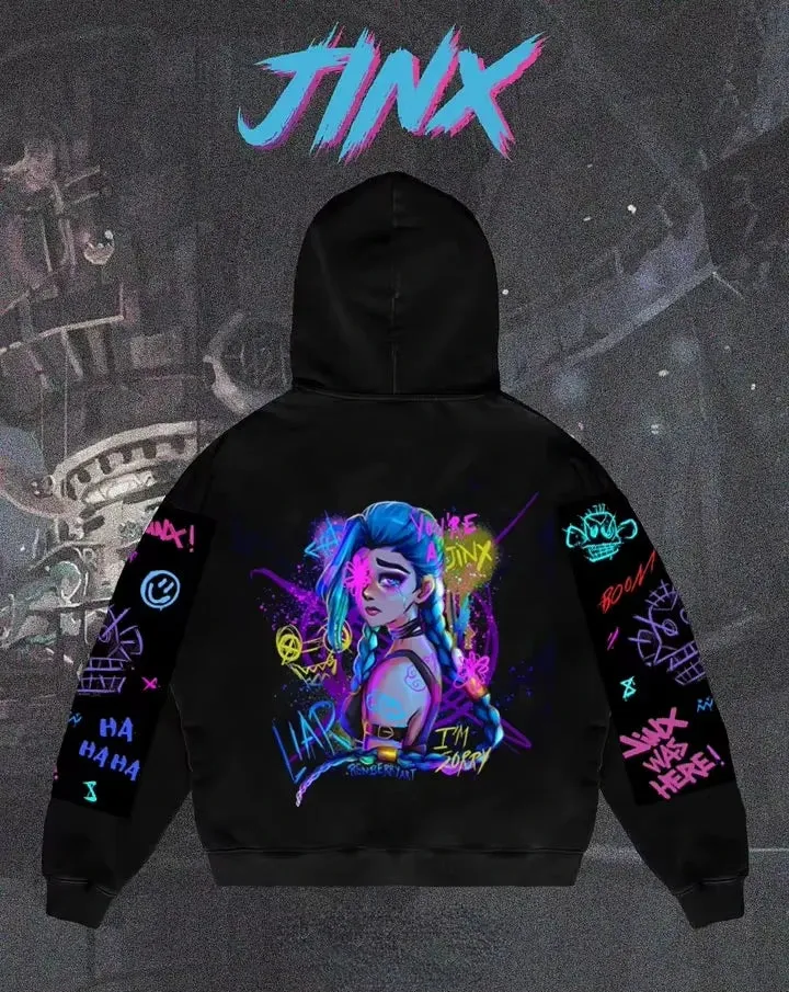 Arcane League Jinx Graphic Hoodies