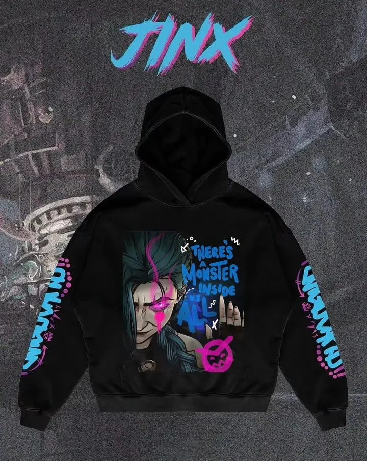 Arcane League Jinx Graphic Hoodies