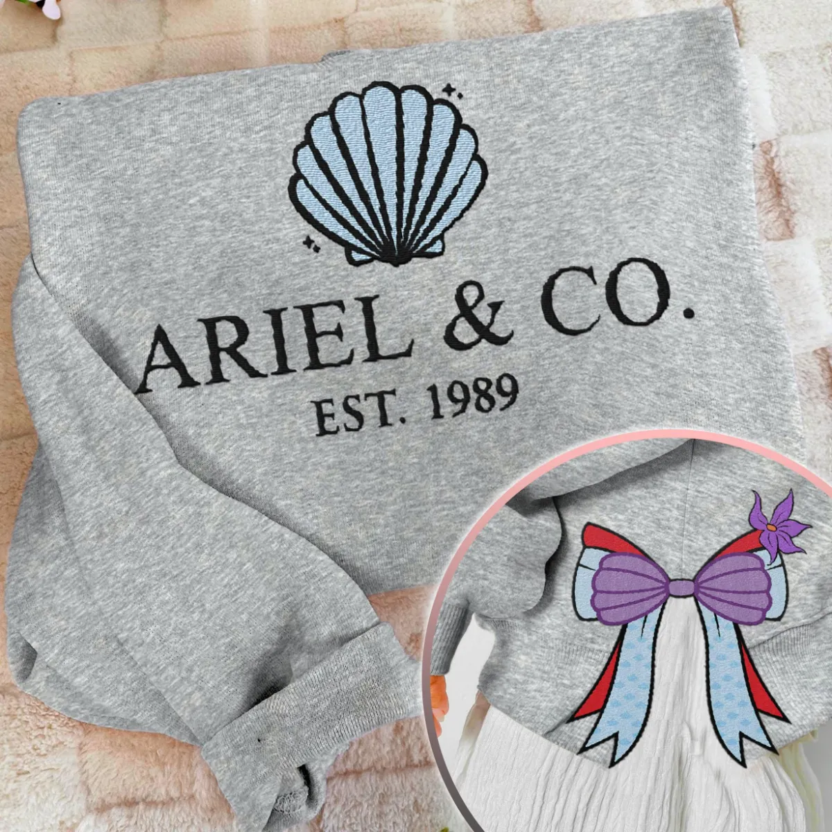 Ariel Princess Coquette Side Bow Sweatshirt, Retro Trendy Coquete Lover Sweater, Bow Applique Pink Girl Gifts
