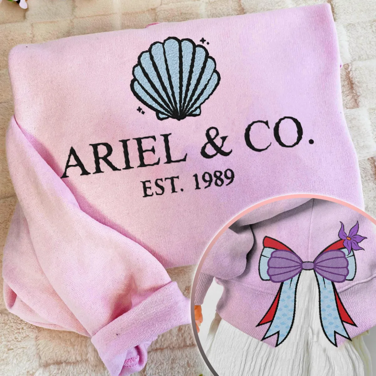 Ariel Princess Coquette Side Bow Sweatshirt, Retro Trendy Coquete Lover Sweater, Bow Applique Pink Girl Gifts