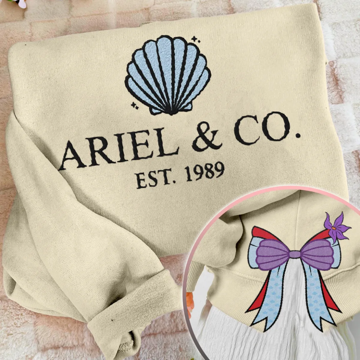 Ariel Princess Coquette Side Bow Sweatshirt, Retro Trendy Coquete Lover Sweater, Bow Applique Pink Girl Gifts