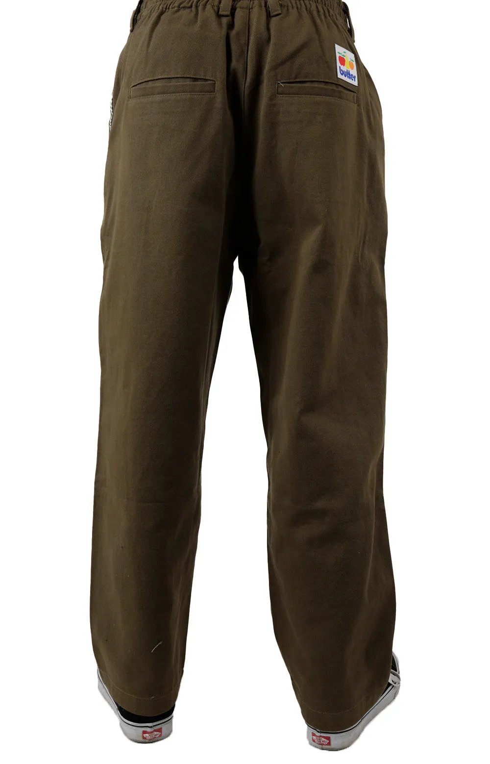 Army Green Wide Leg Cotton Twill Pants