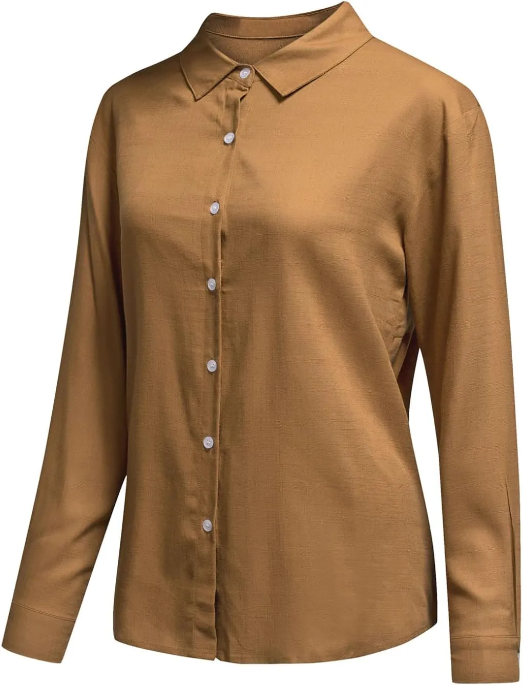 Astylish Womens V Neck Roll up Sleeve Button Down Blouses Tops