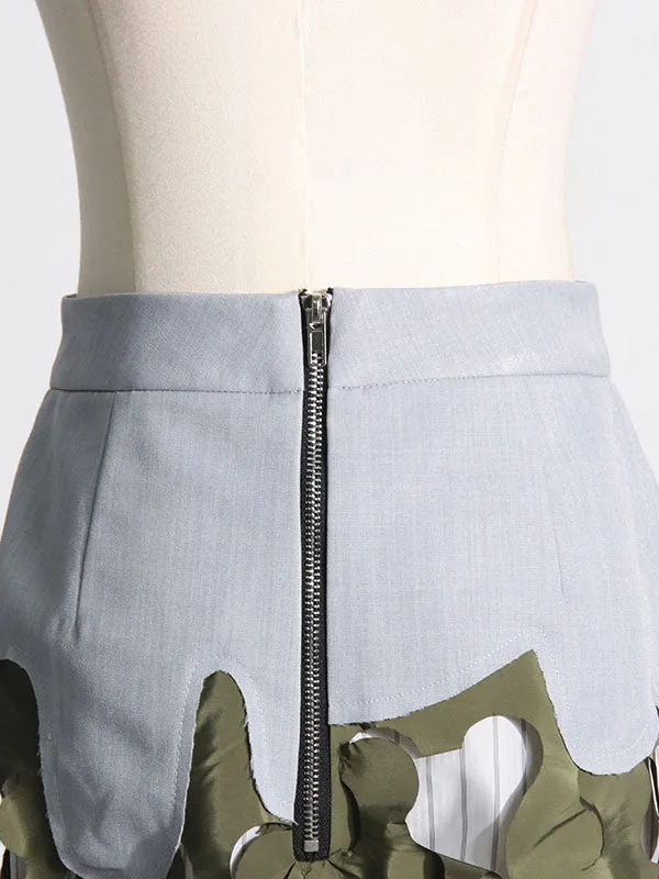 Asymmetric Split-Joint Split-Side Zipper High Waisted Loose Skirts Bottoms
