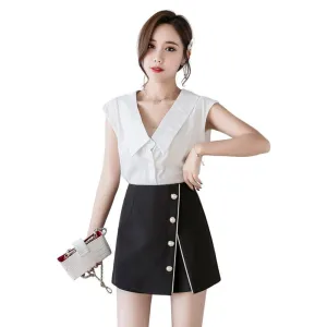 Asymmetrical A-Line Skorts with Button Detailing: A Stylish and Versatile Option for Any Occasion