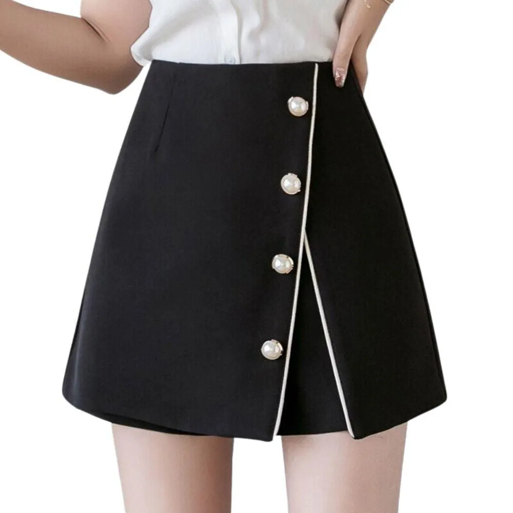 Asymmetrical A-Line Skorts with Button Detailing: A Stylish and Versatile Option for Any Occasion