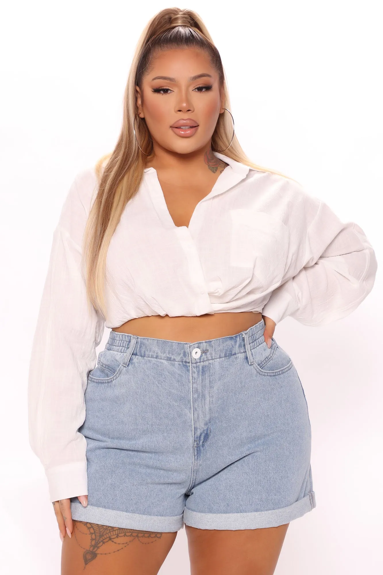 Aubree Twist Front Shirt - White