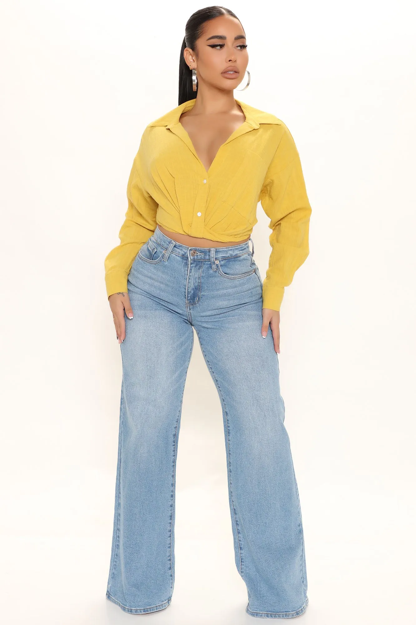 Aubree Twist Front Shirt - Yellow