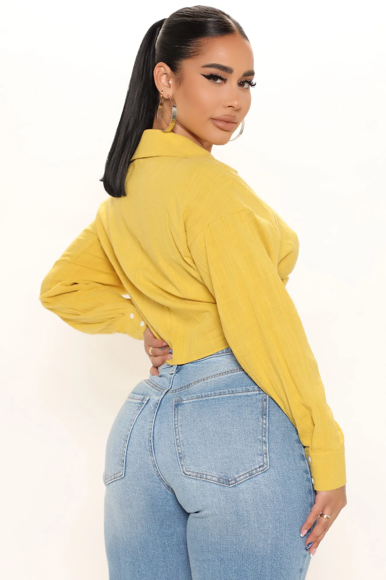 Aubree Twist Front Shirt - Yellow