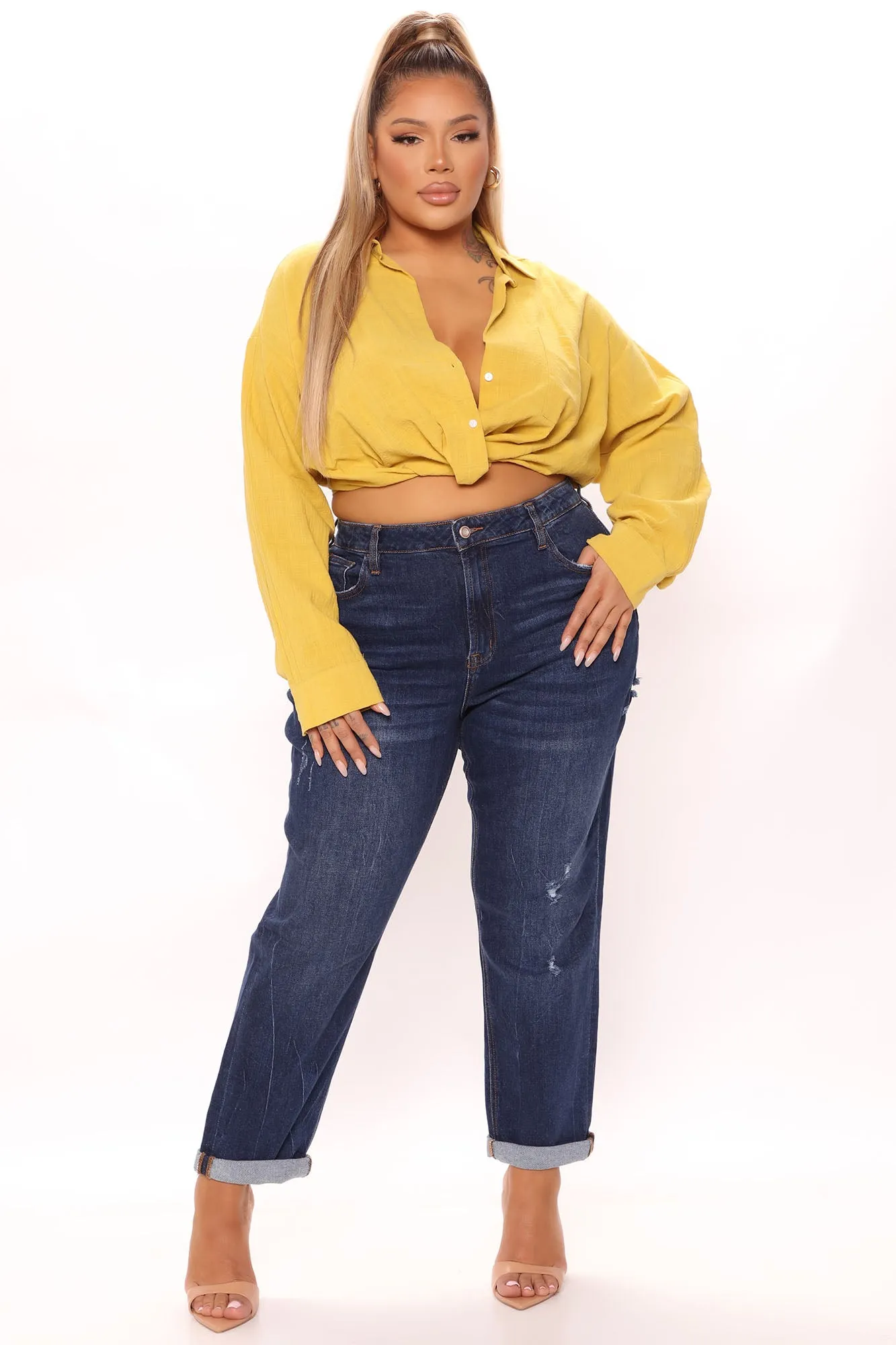 Aubree Twist Front Shirt - Yellow