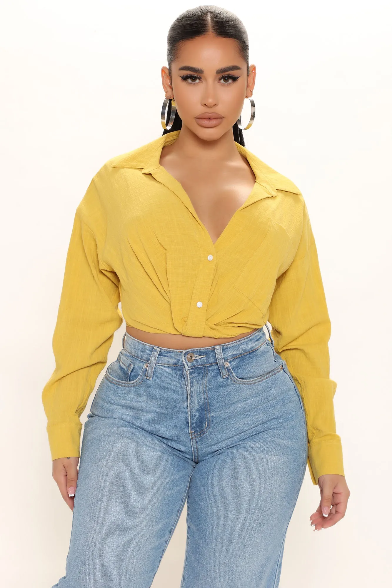 Aubree Twist Front Shirt - Yellow