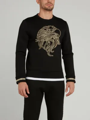 Black Eagle Print Sweatshirt