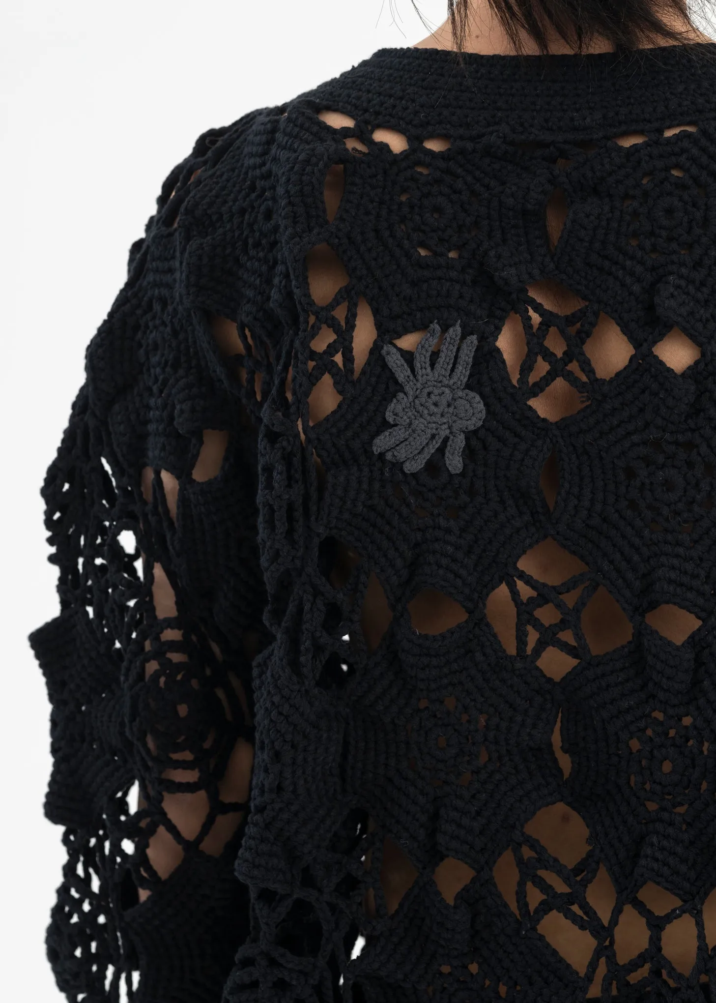 BLACK SPIDER KNIT CARDIGAN COLLABORATION WITH RURUMU: